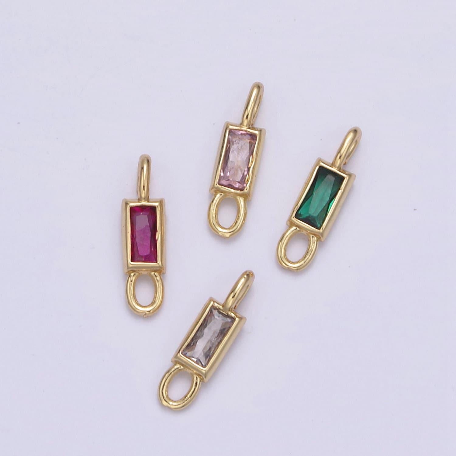 Mini cz charm 13.2x3.6mm cubic zirconia link connectors for jewelry making earring necklace bracelet connectors | f-701~f-704