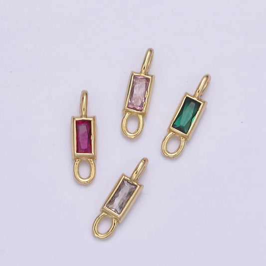 Mini cz charm 13.2x3.6mm cubic zirconia link connectors for jewelry making earring necklace bracelet connectors | f-701~f-704
