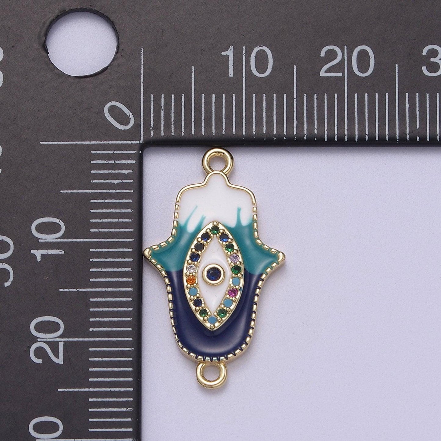 Dainty enamel hamsa hand charm evil eye hand of fatimah link connector for bracelet necklace supply | f-681