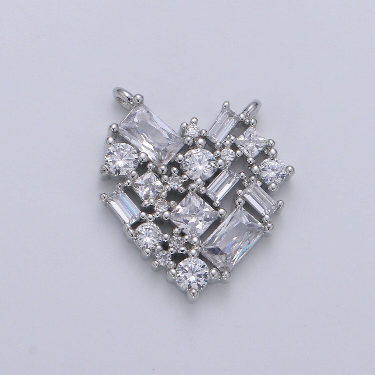 24k gold heart connector - baguette link connector- cubic love charm connector- for necklace bracelet component, cogf-640