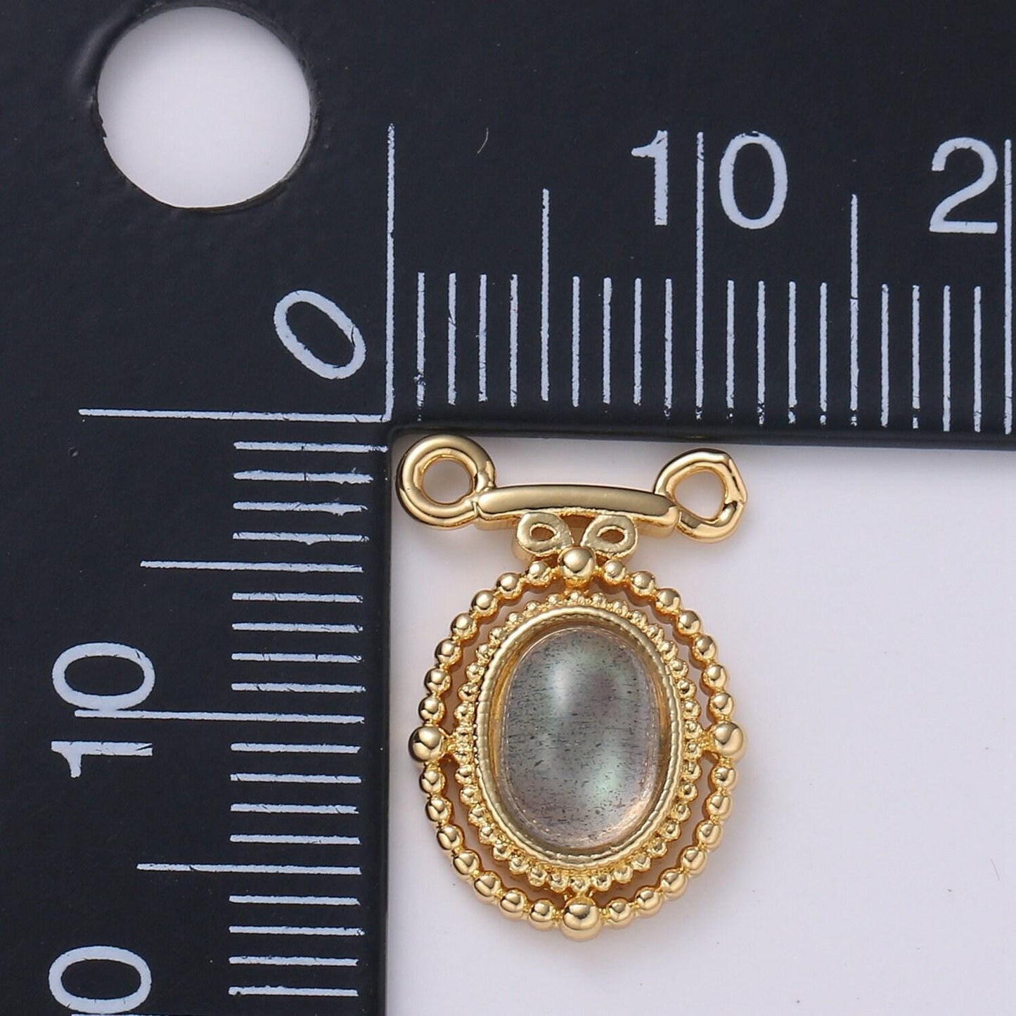 Gold oval moonstone solitaire charm connector oval necklace chain link connector for necklace supply diy jewelry cogf 638