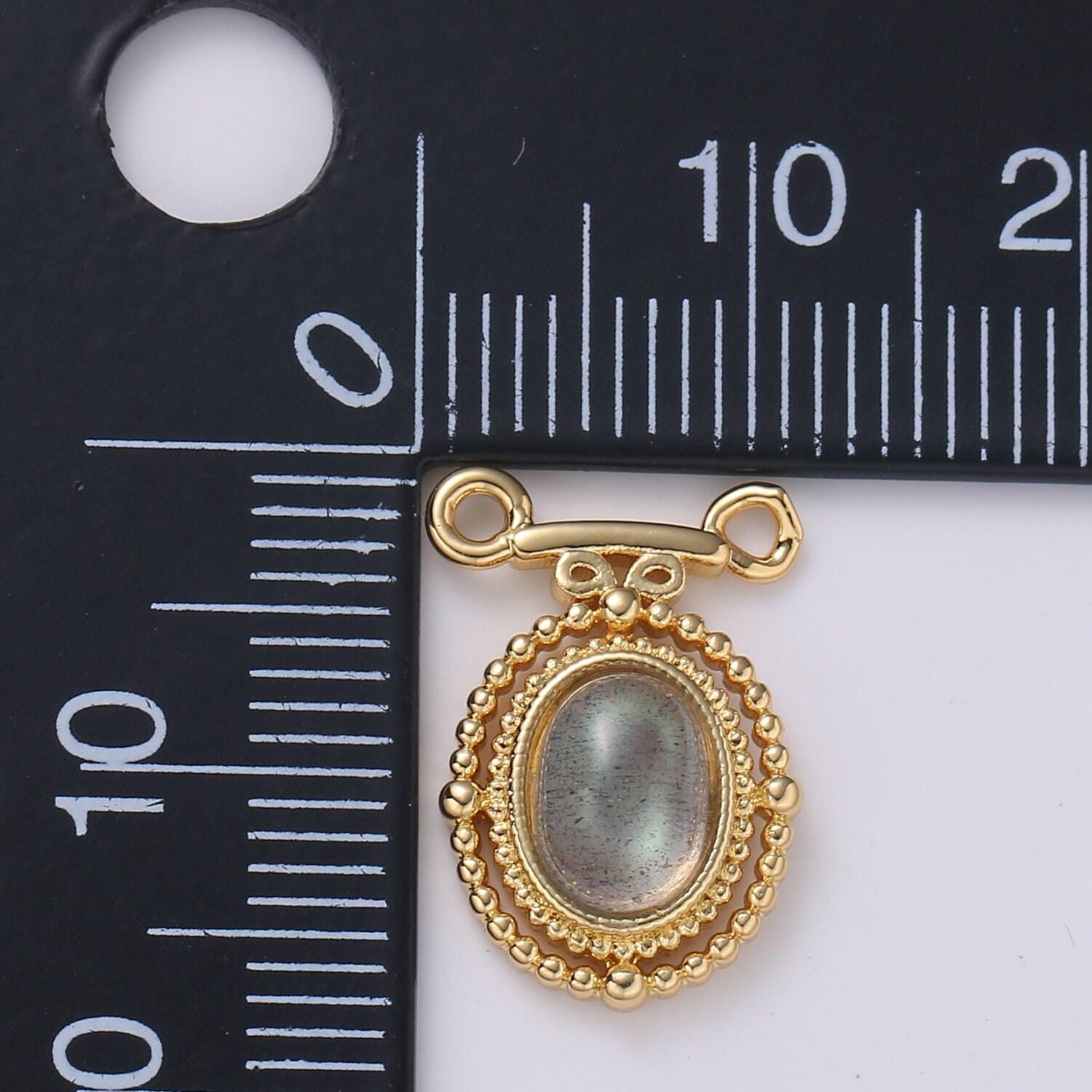 Gold oval moonstone solitaire charm connector oval necklace chain link connector for necklace supply diy jewelry cogf 638
