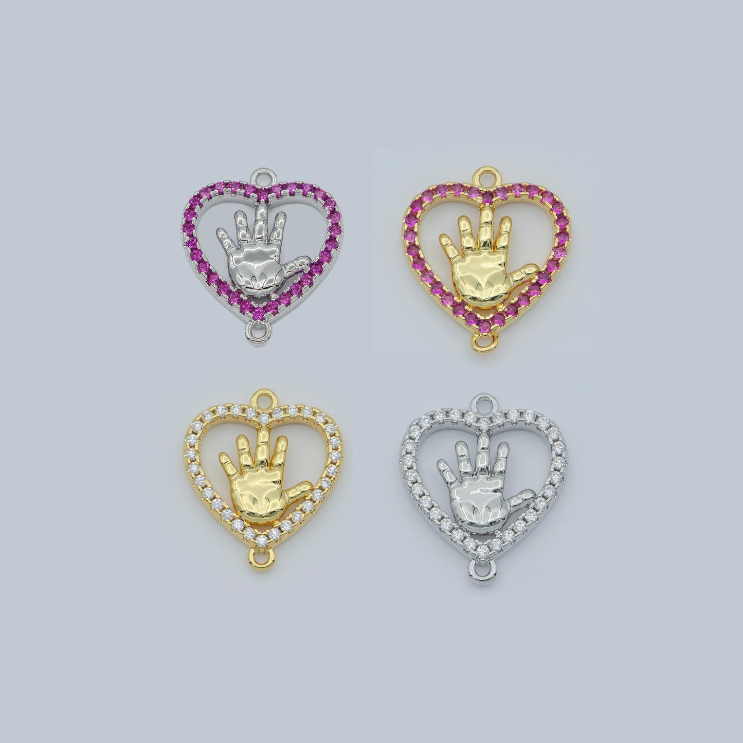 Gold filled baby palm charm connector heart hand charm,jewelry craft supply, diy bracelet, earring, necklace jewelry making findings