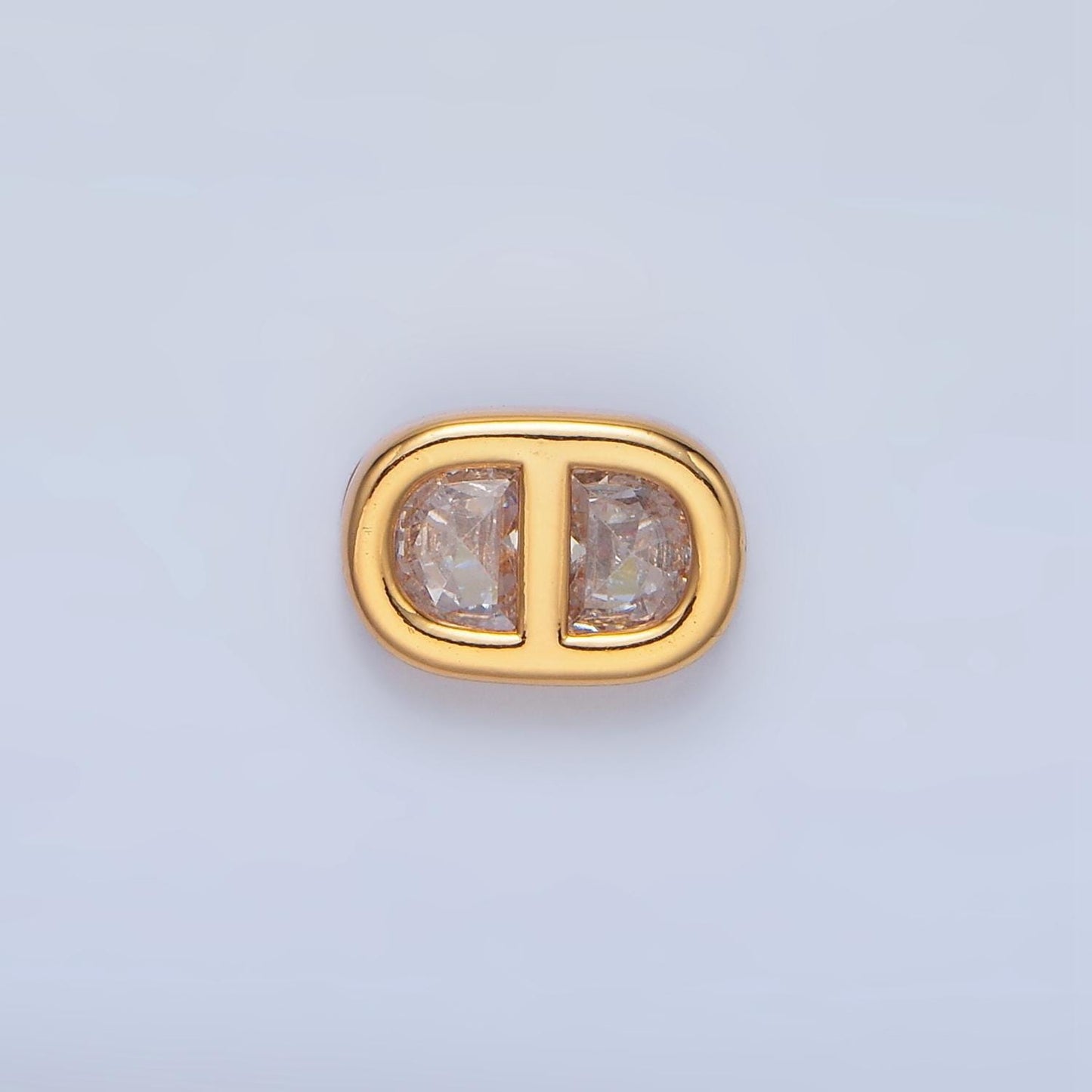 Clear cz anchor mariner 24k gold filled charm connector in gold & silver | f-524