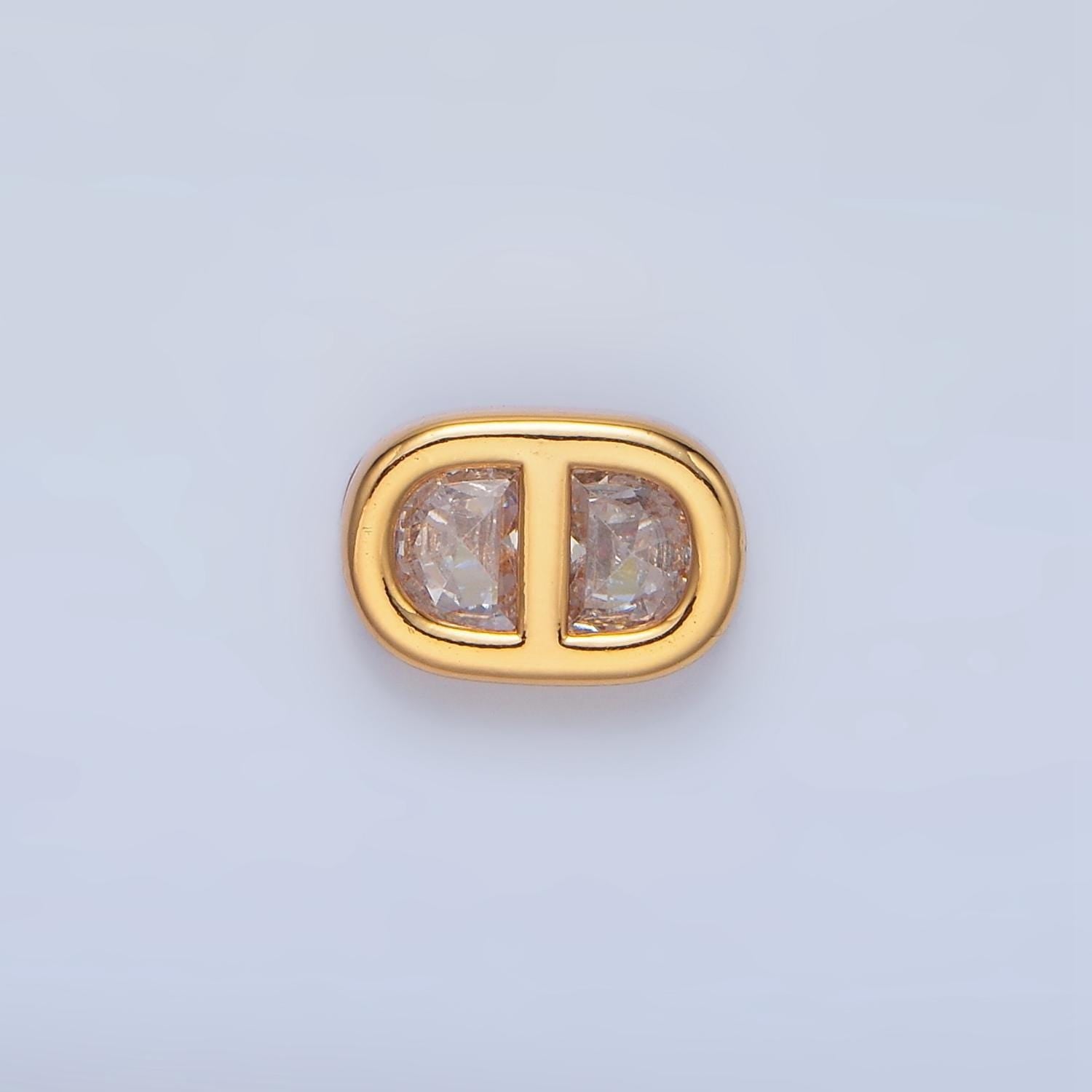 Clear cz anchor mariner 24k gold filled charm connector in gold & silver | f-524
