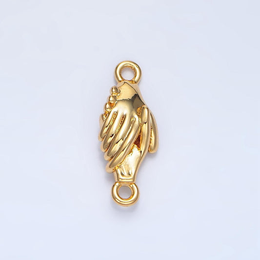 24k gold filled shake hand charm holding hand gesture charm connector for necklace bracelet link connector supplies g-273