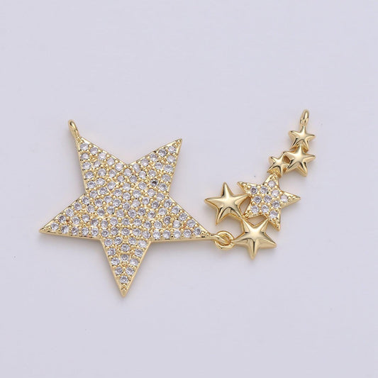 1pc 24k gold micro pave star charm, twinkle little star pendant charm, charm, for diy necklace component
