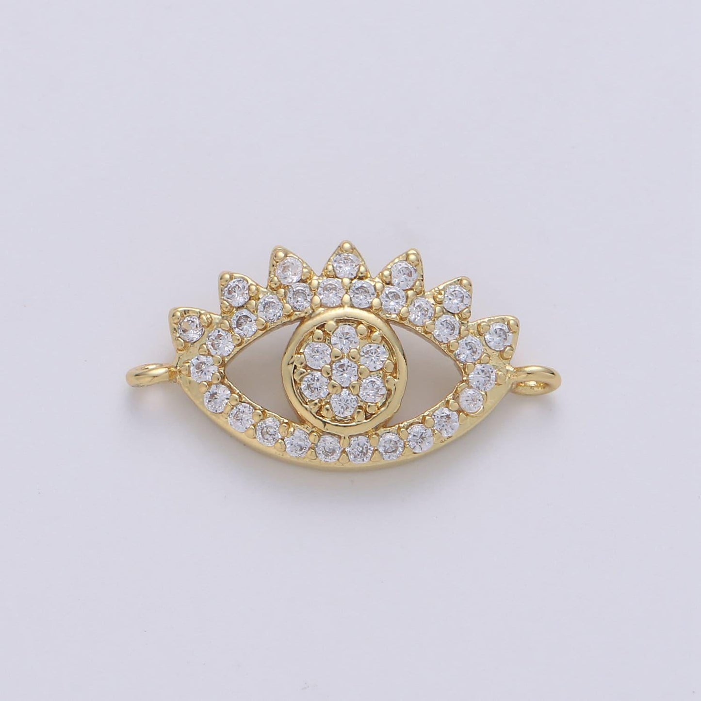 Gold evil eye cz micro pave connector, cz micro pave eye bracelet connector, diamond eye micro pave connector, f-428