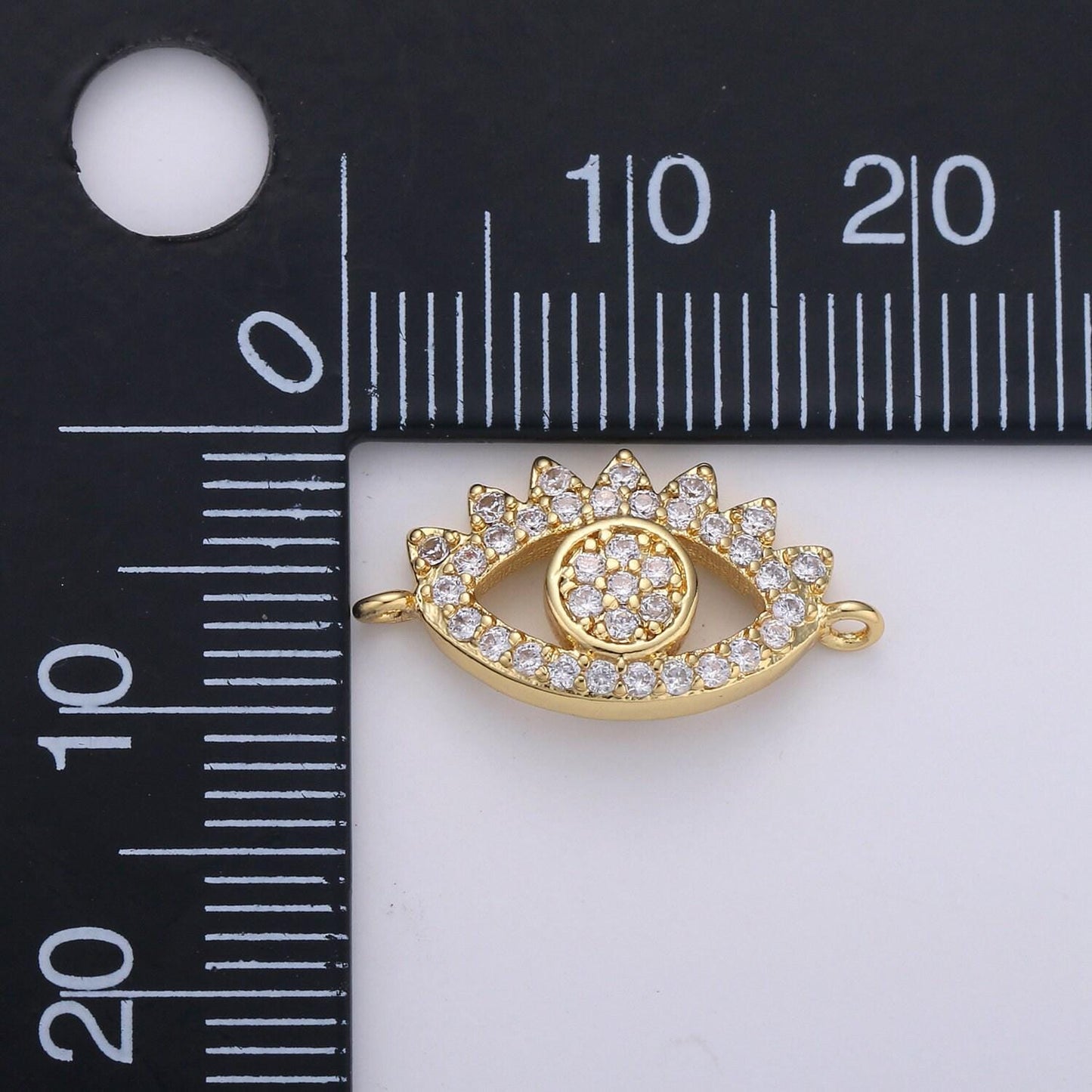 Gold evil eye cz micro pave connector, cz micro pave eye bracelet connector, diamond eye micro pave connector, f-428