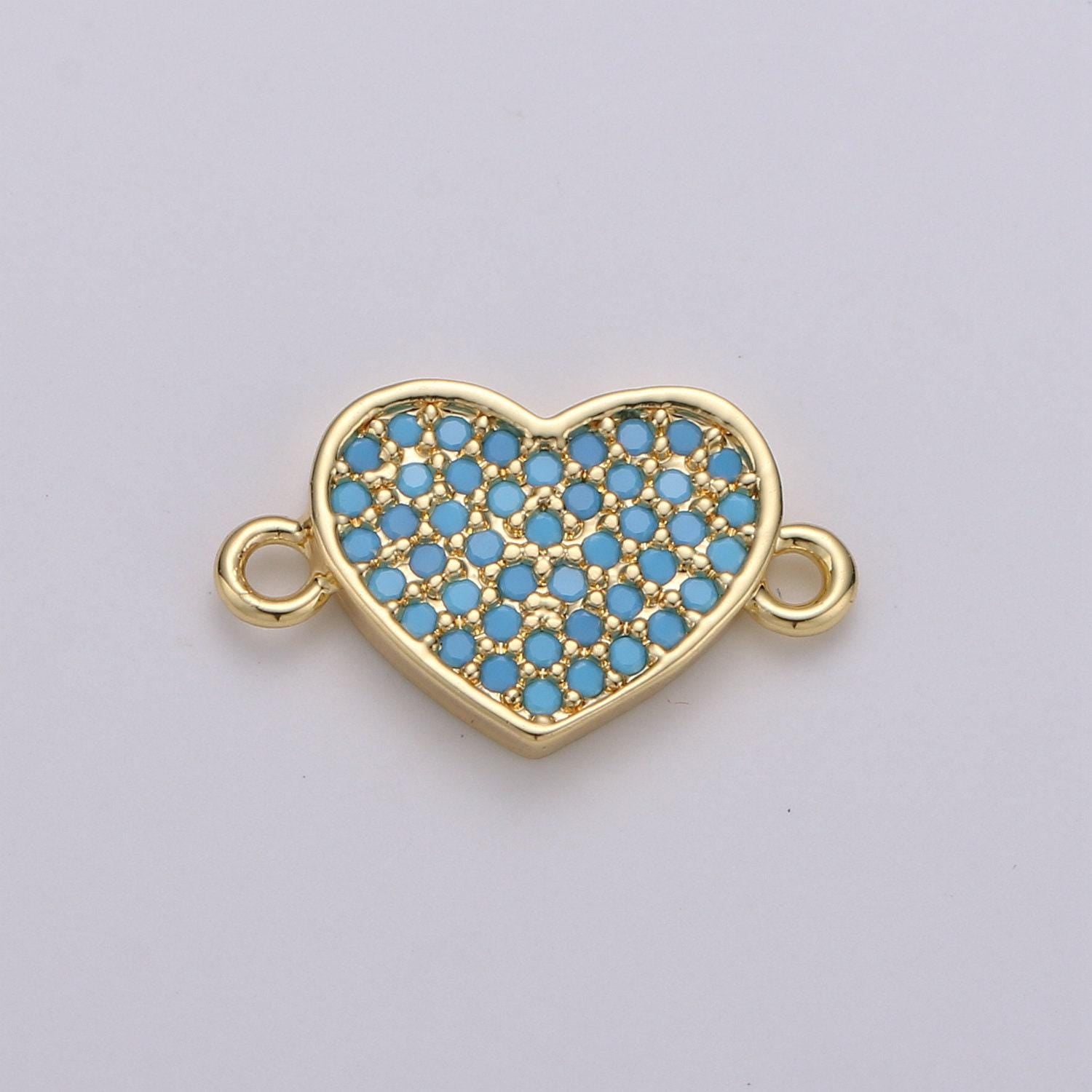 1pc gold micro pave cz heart charm connector love micro pave cz heart connector for bracelet and necklace supply, cogf 463, 464, 465