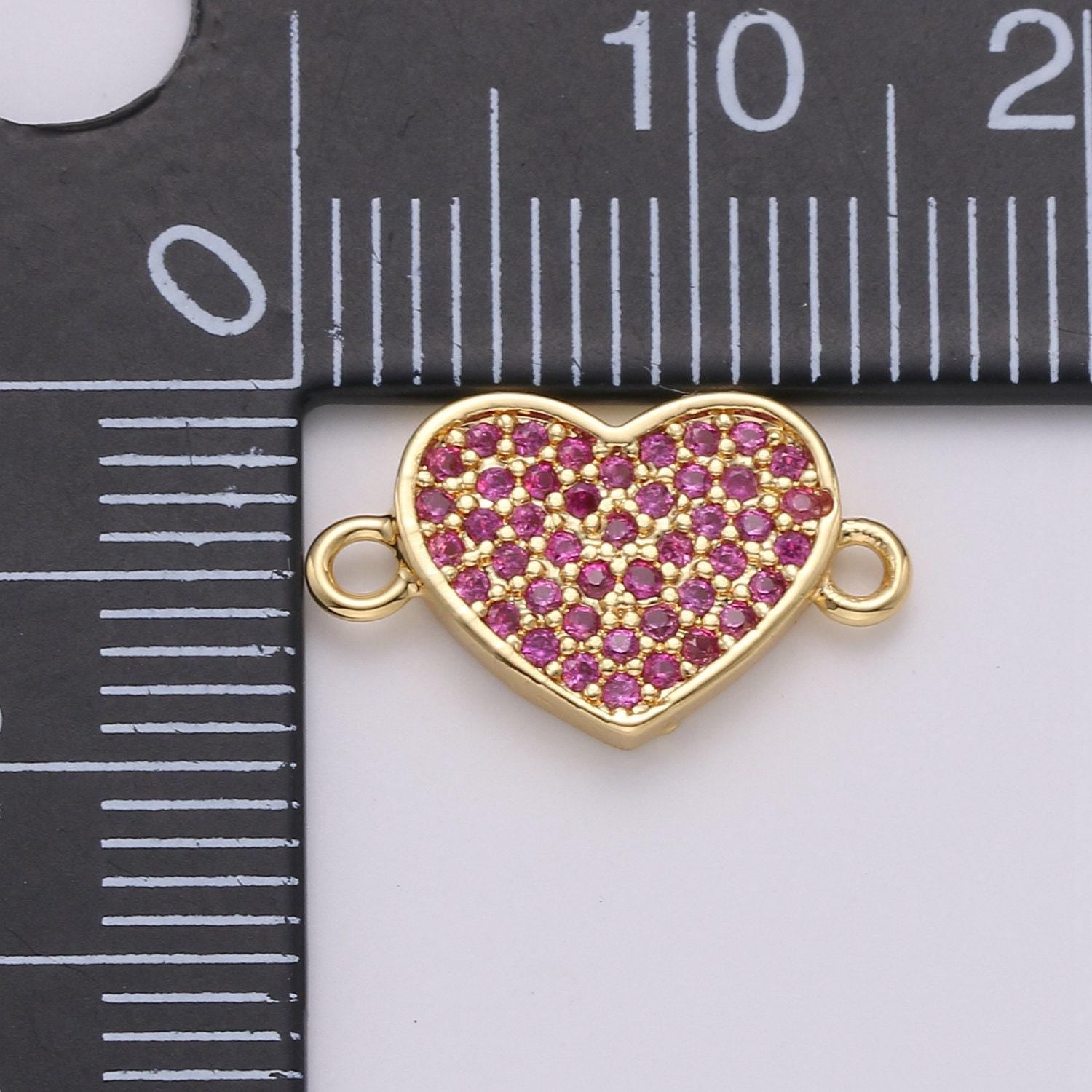 1pc gold micro pave cz heart charm connector love micro pave cz heart connector for bracelet and necklace supply, cogf 463, 464, 465