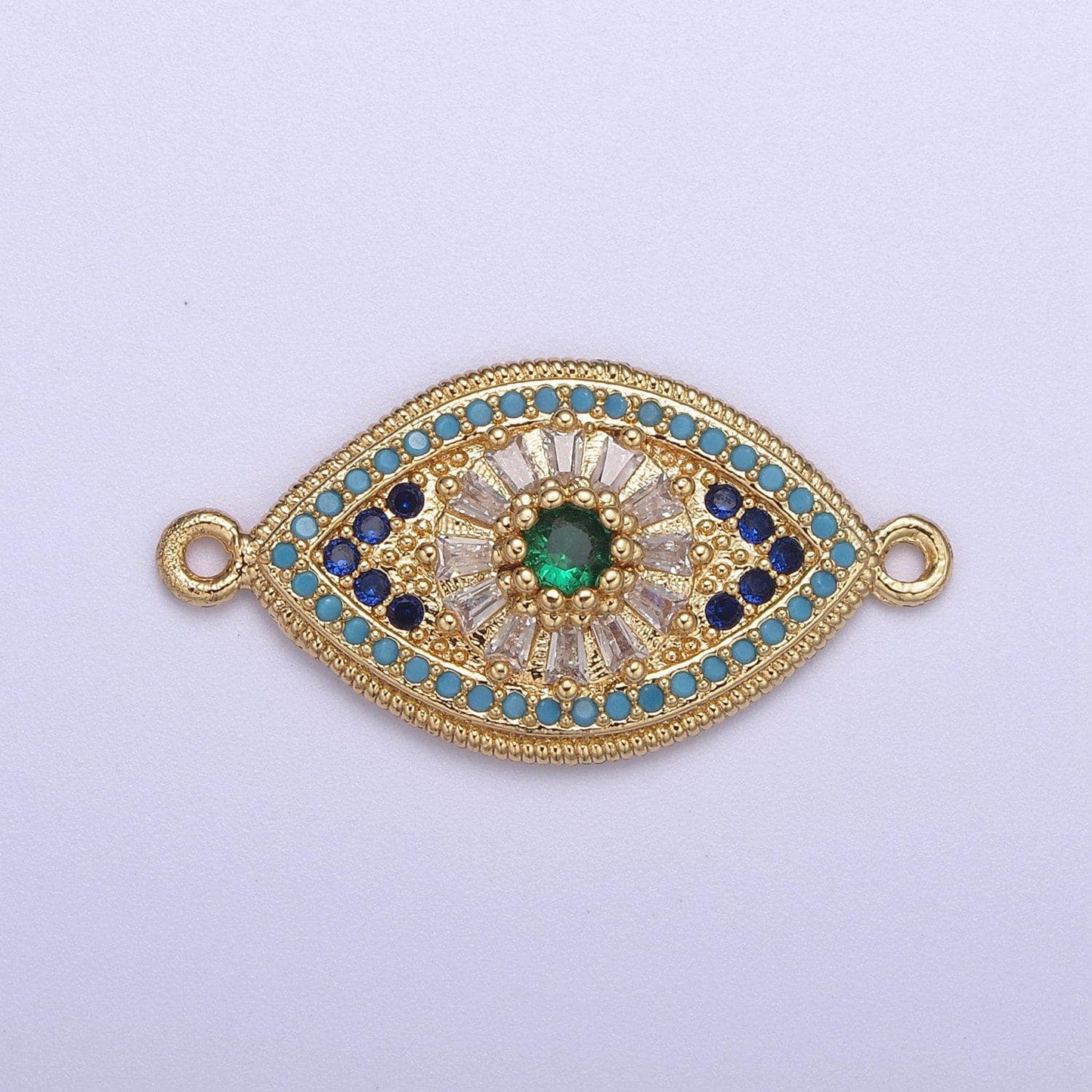 24k gold filled green eye charm connector cz eye link connector for braclet component f-216