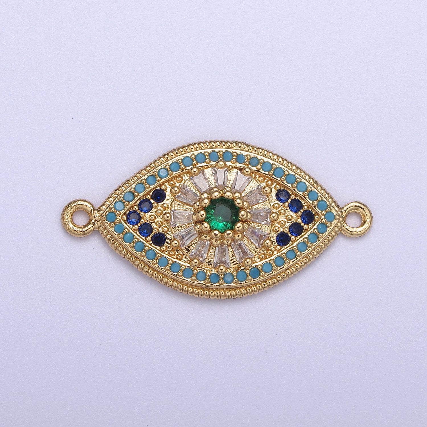 24k gold filled green eye charm connector cz eye link connector for braclet component f-216