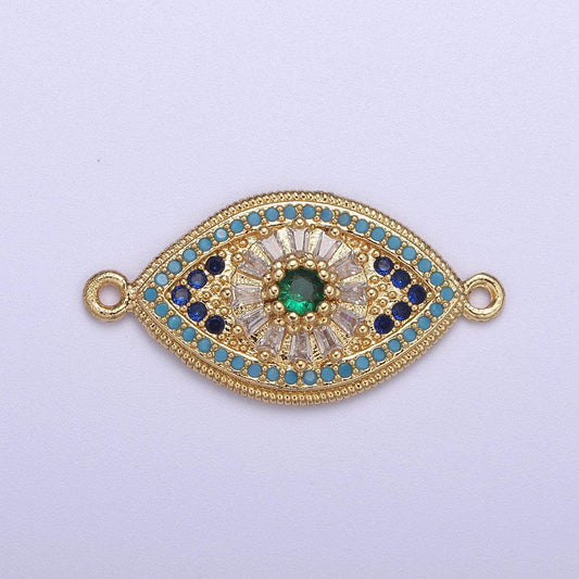 24k gold filled green eye charm connector cz eye link connector for braclet component f-216