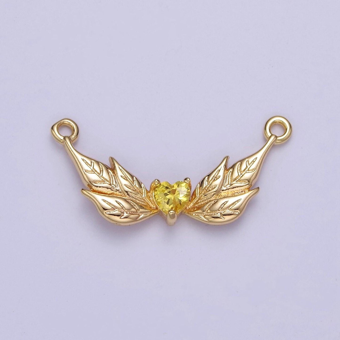Gold angel charm connector yellow clear heart cz wing charms, gold angel wings, necklace bracelet link connector findings f-207 f-215