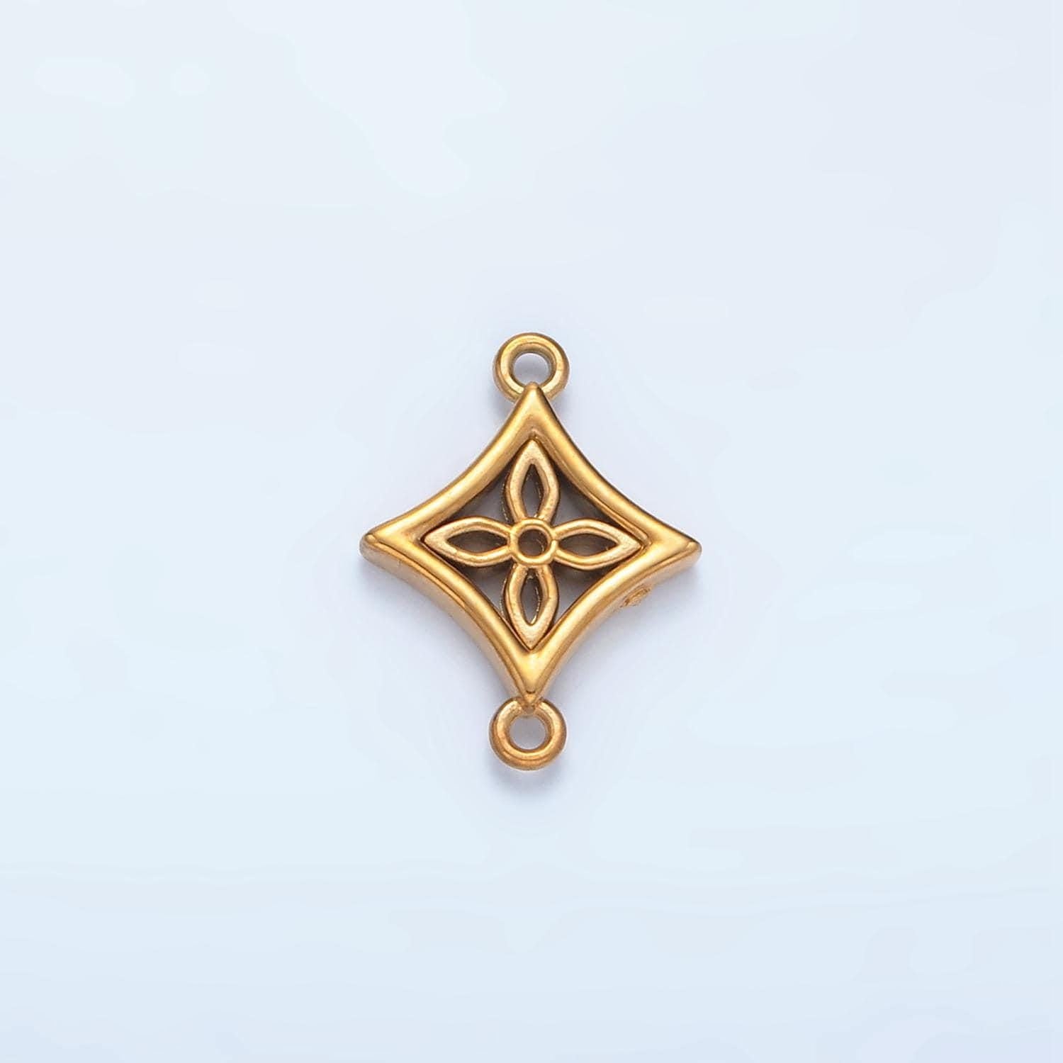 Stainless steel rhombus star charm connector minimalist dotted bezel link connector | f-183