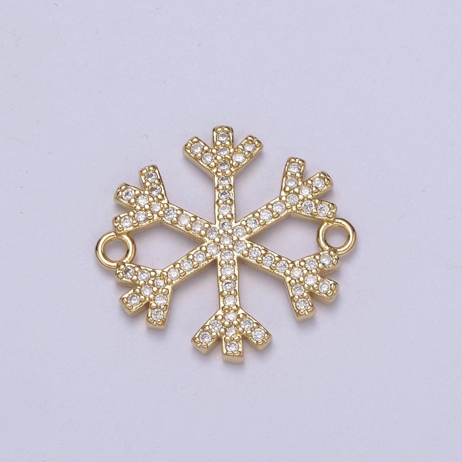 Snow connector, micro-pavé cz snowflake charm, 14k gold filled link connector bracelet diy jewelry accessories f-148