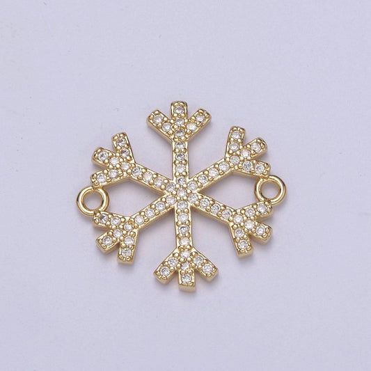 Snow connector, micro-pavé cz snowflake charm, 14k gold filled link connector bracelet diy jewelry accessories f-148