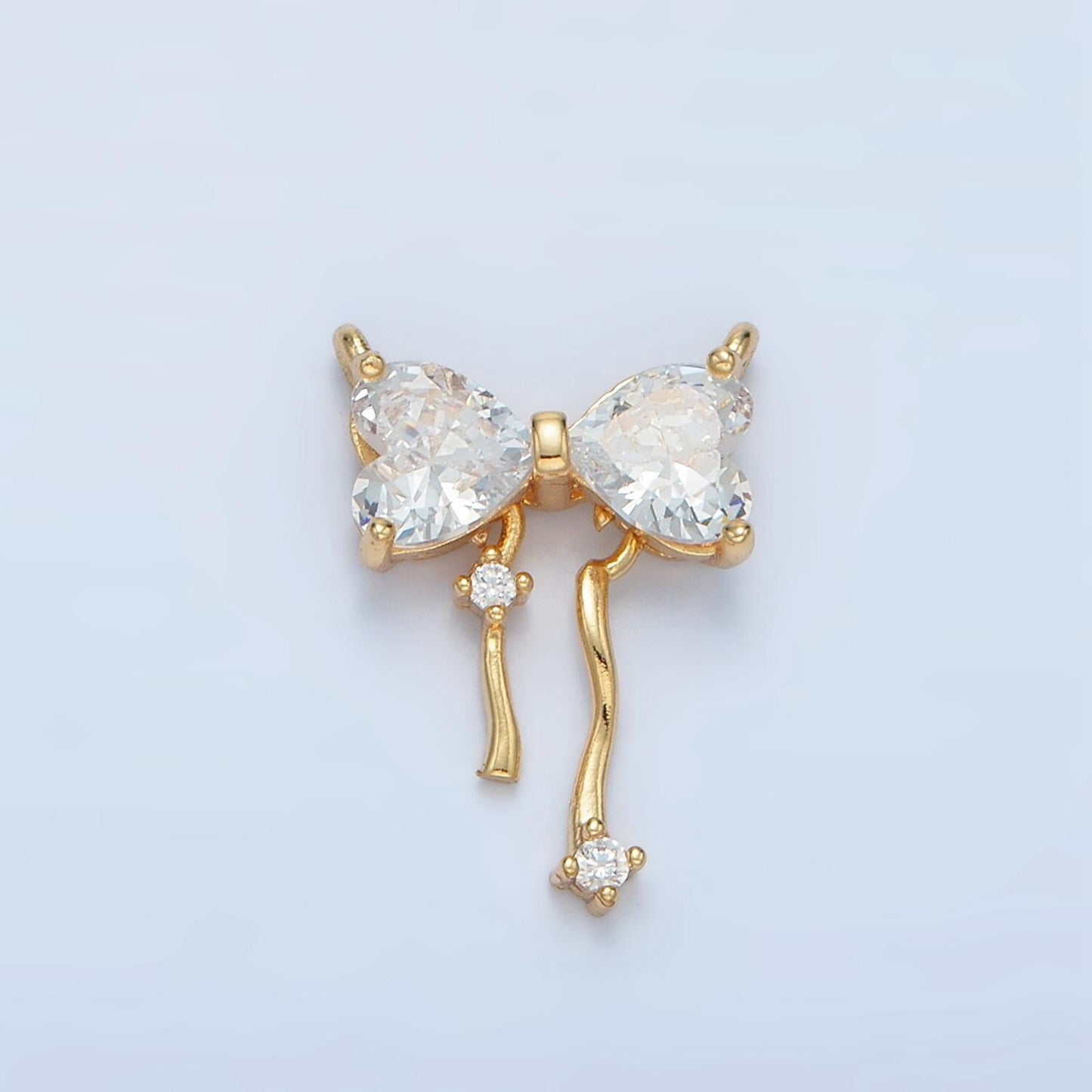 Mini 14k gold filled 8.6mm mini bow charm connector necklace bracelet supply for jewelry making | f129