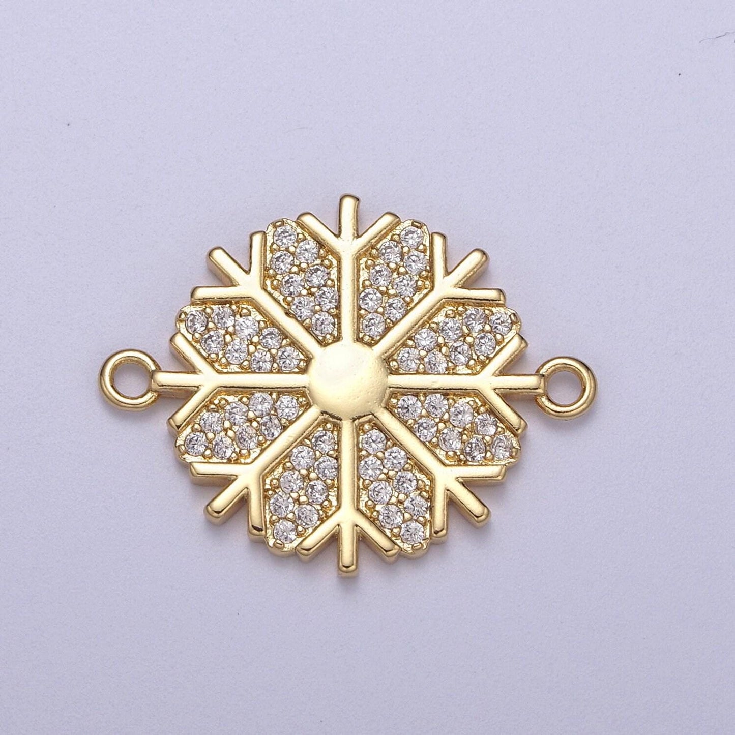 Dainty gold filled snow charm connector cz snow flake link connector for bracelet earring necklace f-126