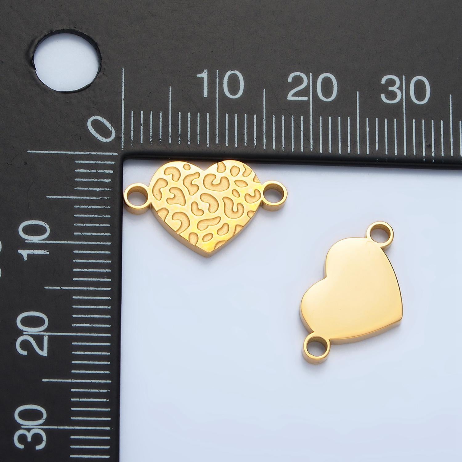 Gold stainless steel leopard heart charm connector for necklace bracelet link connector supplies silver animal print connector f-104