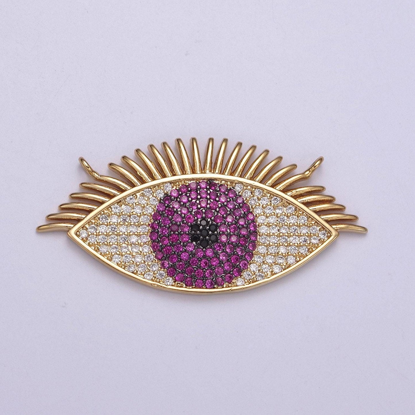 Gold filled eye charm, cubic zirconia evil eye charm connector, diy jewelry making accessories f-089 / f-091 / f-095