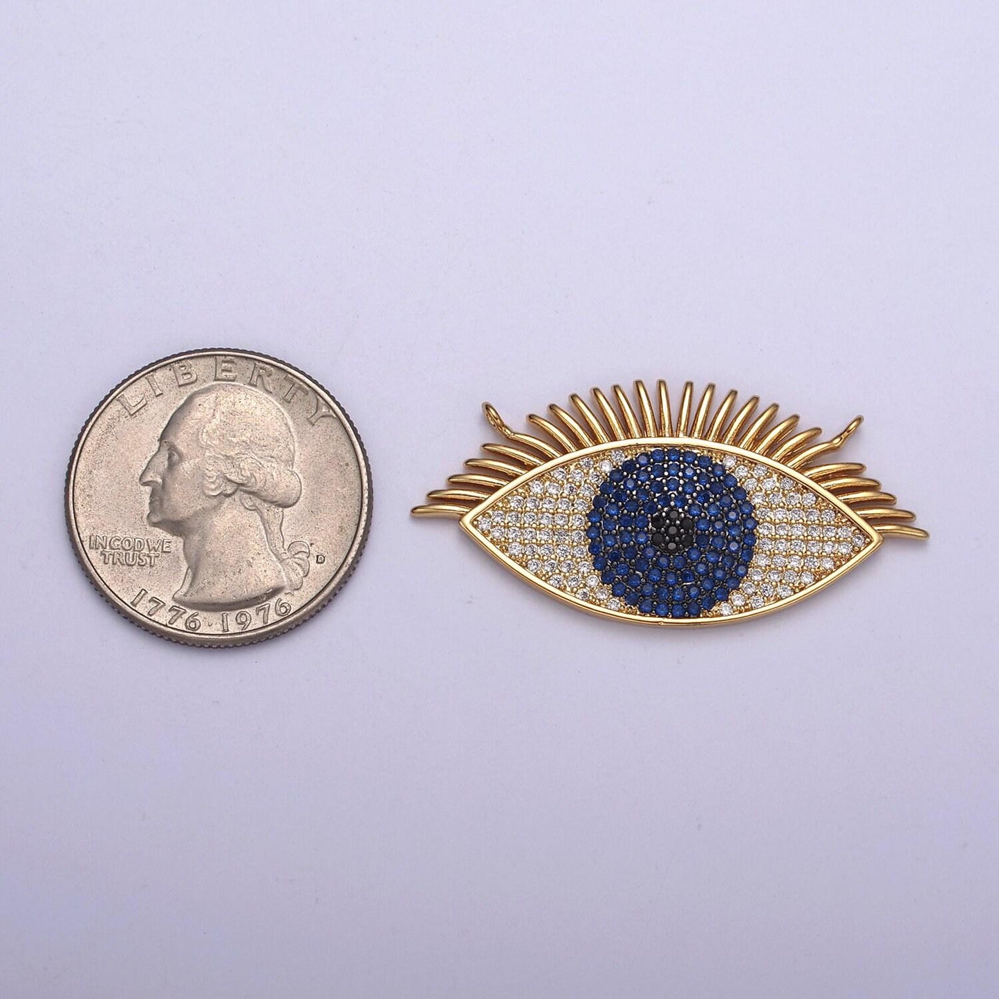 Gold filled eye charm, cubic zirconia evil eye charm connector, diy jewelry making accessories f-089 / f-091 / f-095