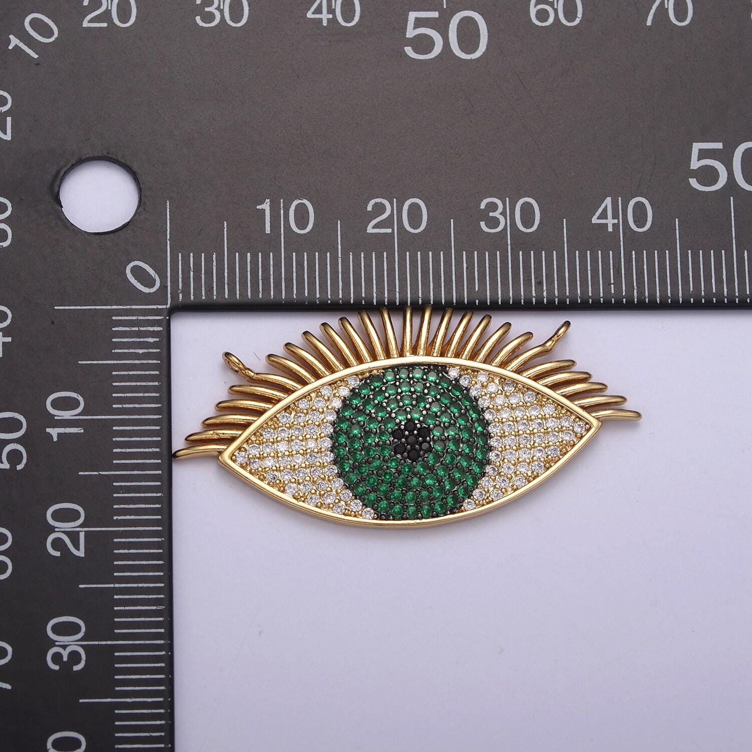 Gold filled eye charm, cubic zirconia evil eye charm connector, diy jewelry making accessories f-089 / f-091 / f-095