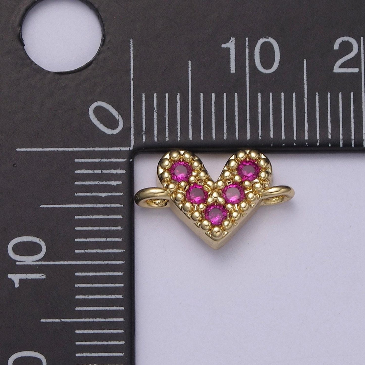 Mini 14k gold filled cubic heart charm connector for bracelet necklace link connector f-062