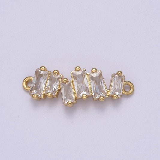 Clear cz micro pave charm connector wavy line connector baguette cluster link connector f-054