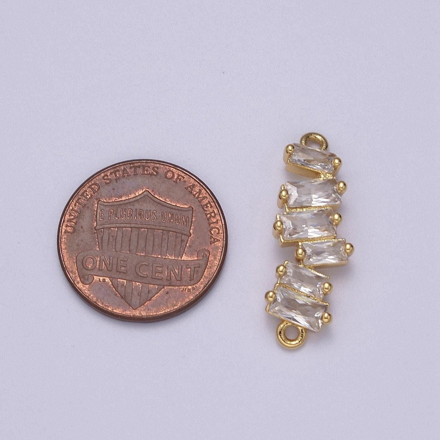Clear cz micro pave charm connector wavy line connector baguette cluster link connector f-054