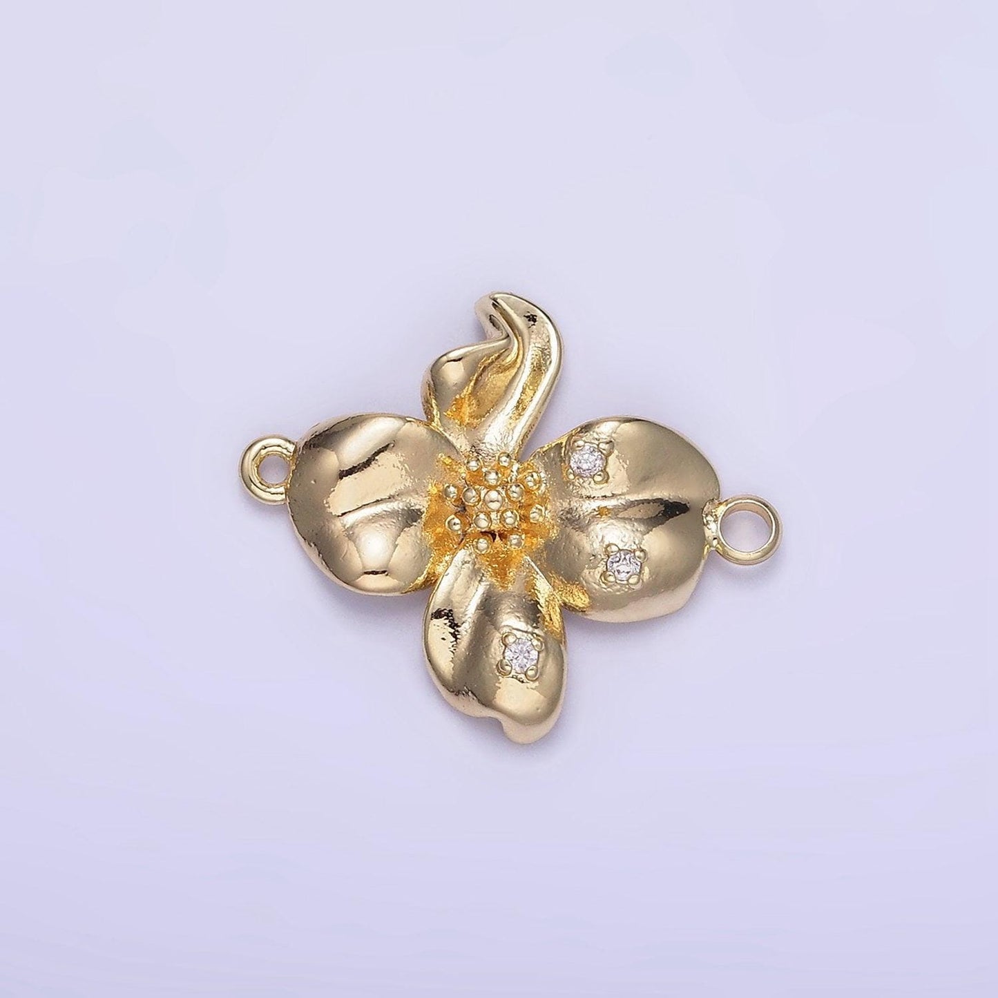 14k gold filled molten flower 22mm minimalist charm connector | f032