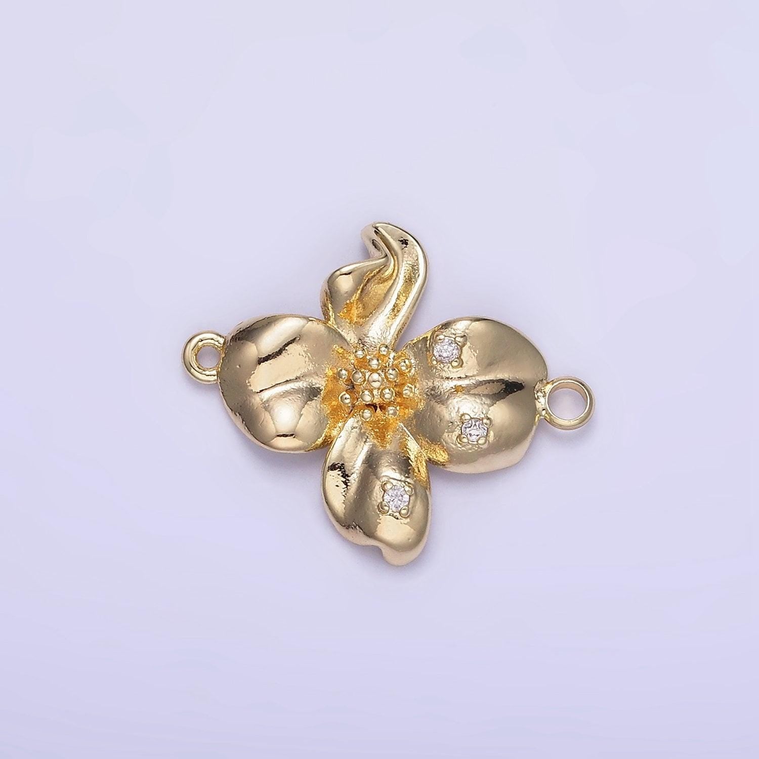 14k gold filled molten flower 22mm minimalist charm connector | f032