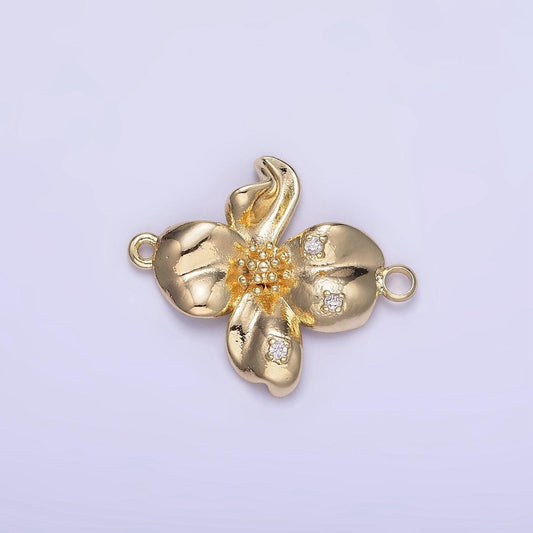 14k gold filled molten flower 22mm minimalist charm connector | f032