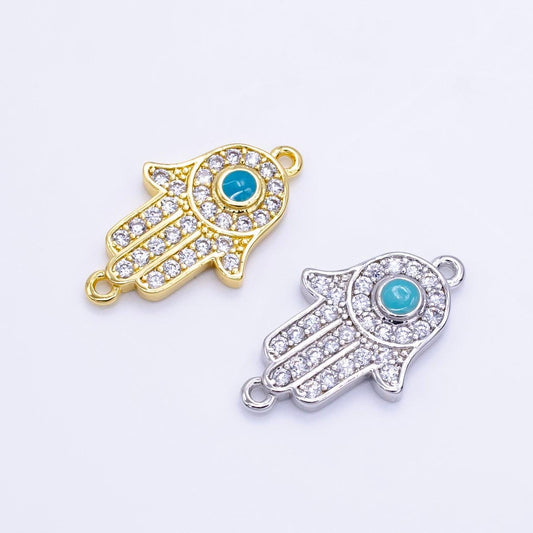 18k gold filled hamsa hand charm connector for bracelet necklace component f023