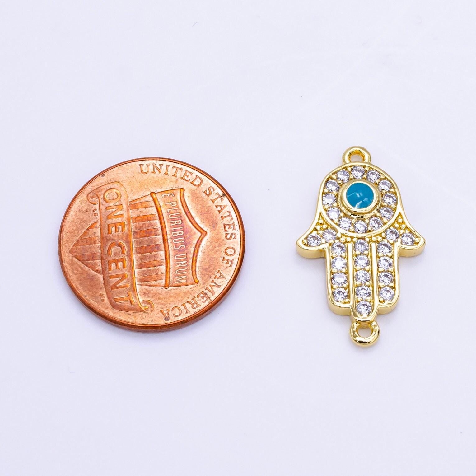 18k gold filled hamsa hand charm connector for bracelet necklace component f023