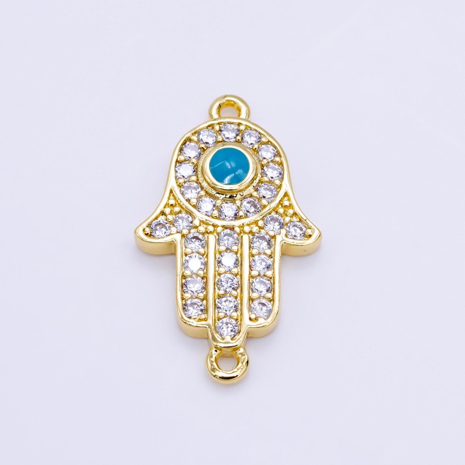 18k gold filled hamsa hand charm connector for bracelet necklace component f023