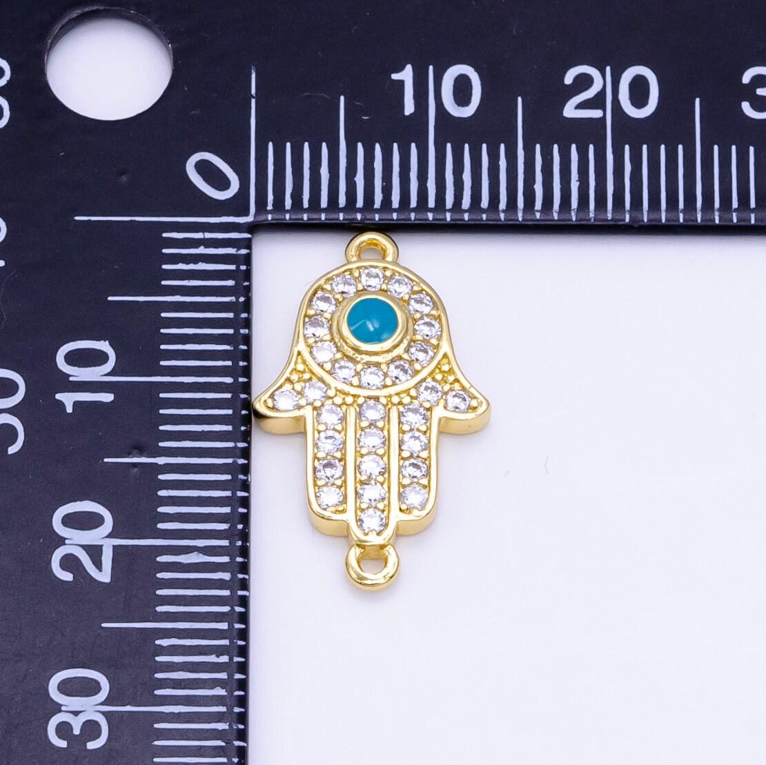 18k gold filled hamsa hand charm connector for bracelet necklace component f023