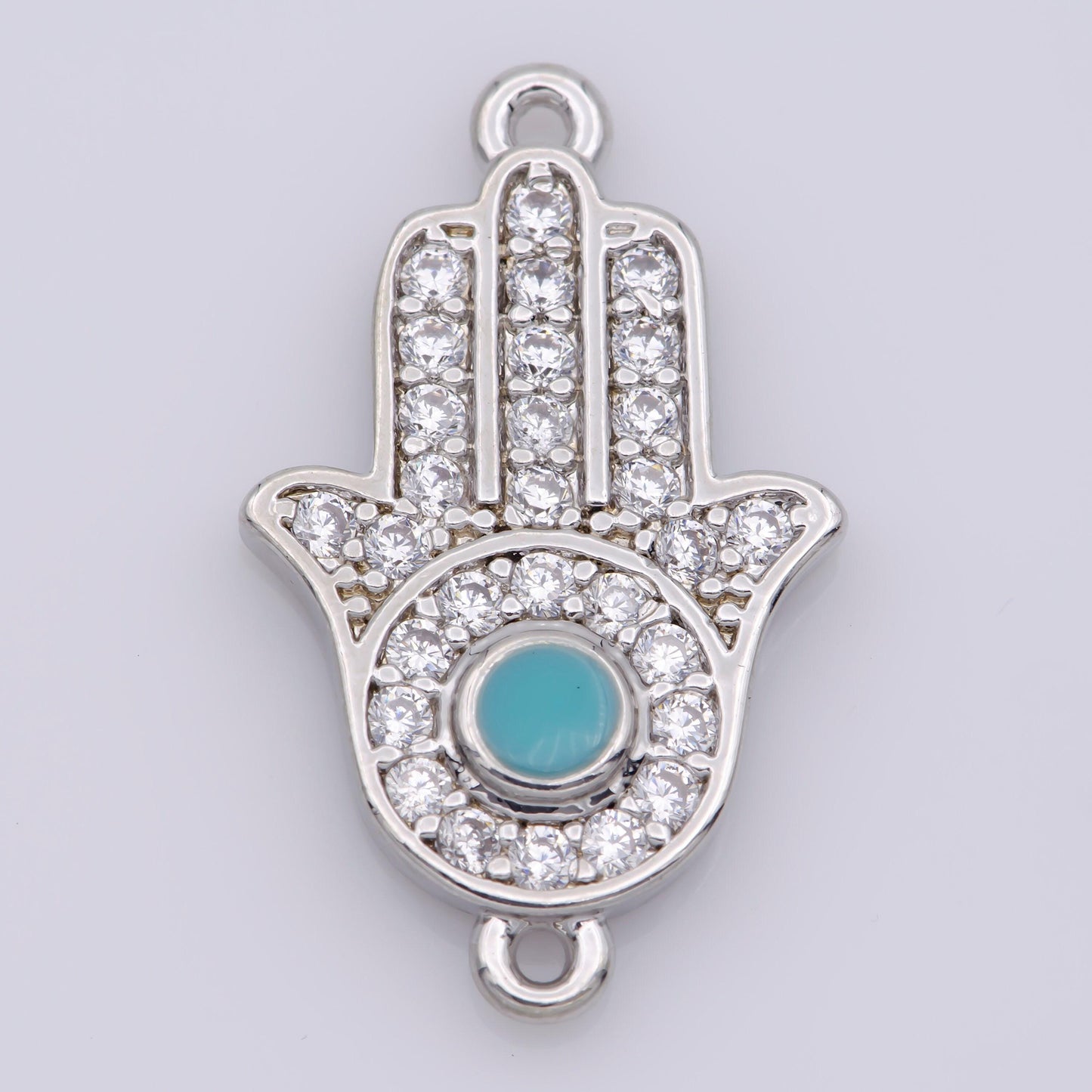 24k gold fill cubic hamsa hand connector, hand of fatima connector, gold hamsa hand, bracelet hamsa hand link connector gold silver supply