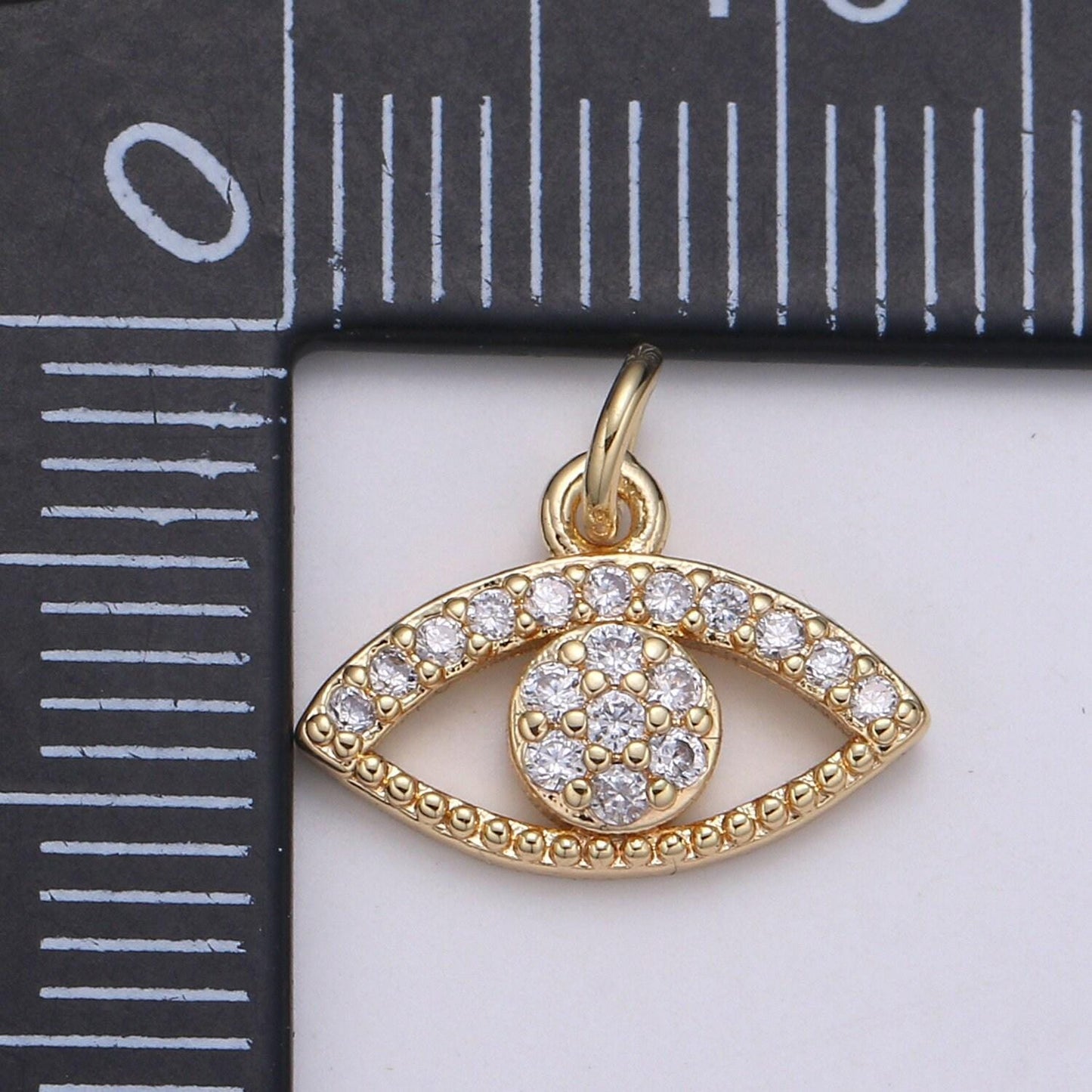 1pc 18k gold micro pave cz evil eye pendant charm, greek eye micro pave cz pendant charm, for diy jewelry, chgf-2065