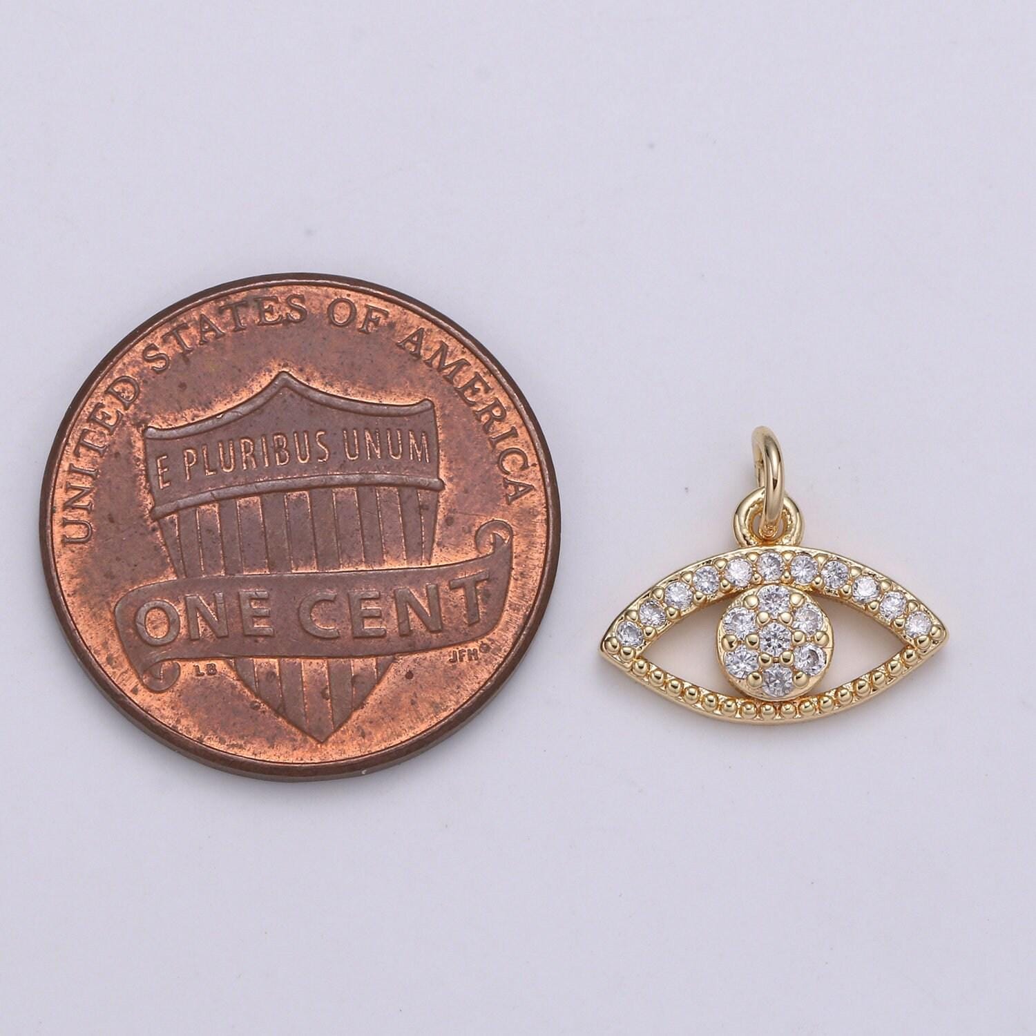 1pc 18k gold micro pave cz evil eye pendant charm, greek eye micro pave cz pendant charm, for diy jewelry, chgf-2065