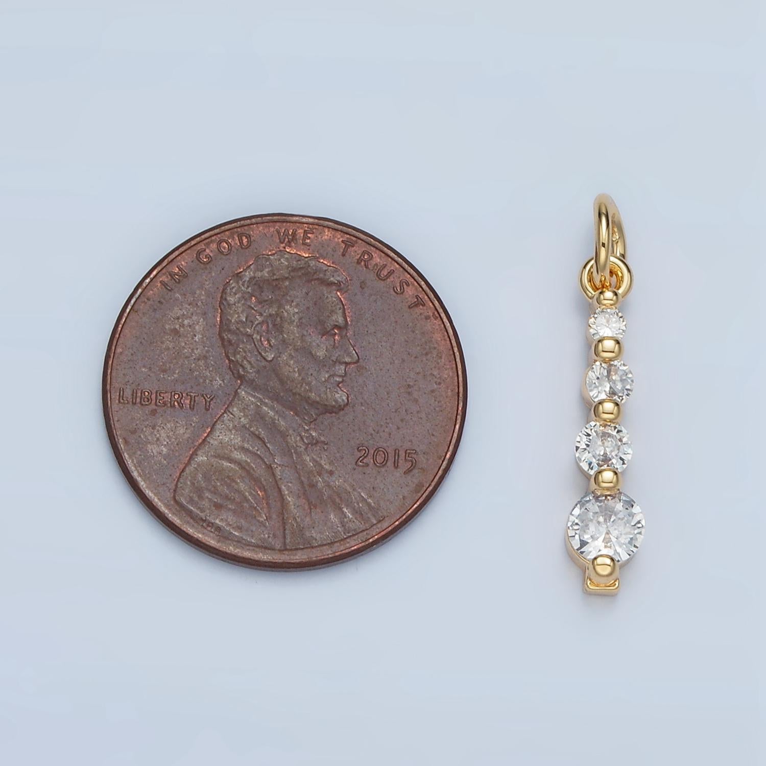 Quadruple linear drop 18mm gold filled charm | e-915