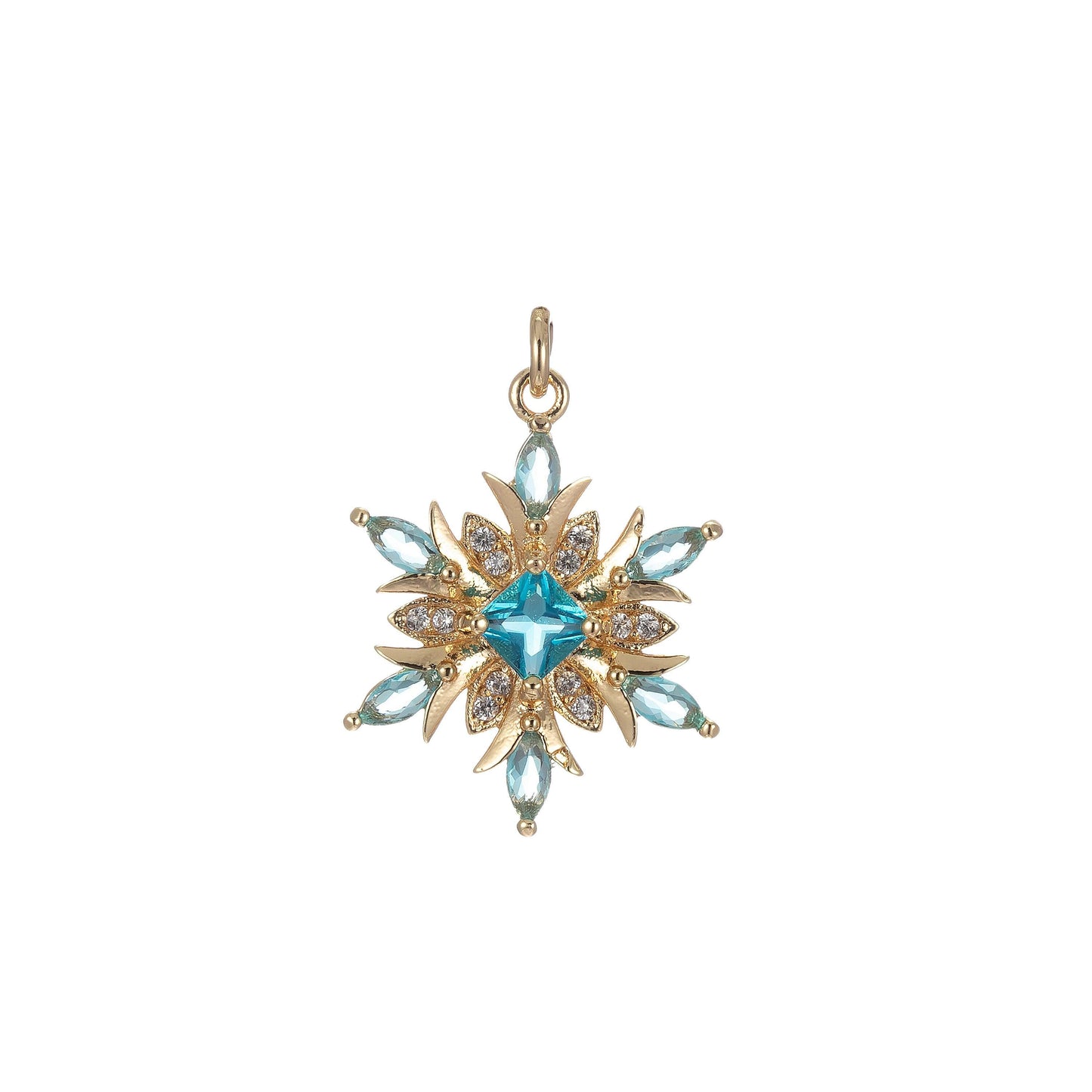 Micro pave snow flake charm for statement necklace, winter wonderland inspired pendant necklace, diy supply jewelry gift for her