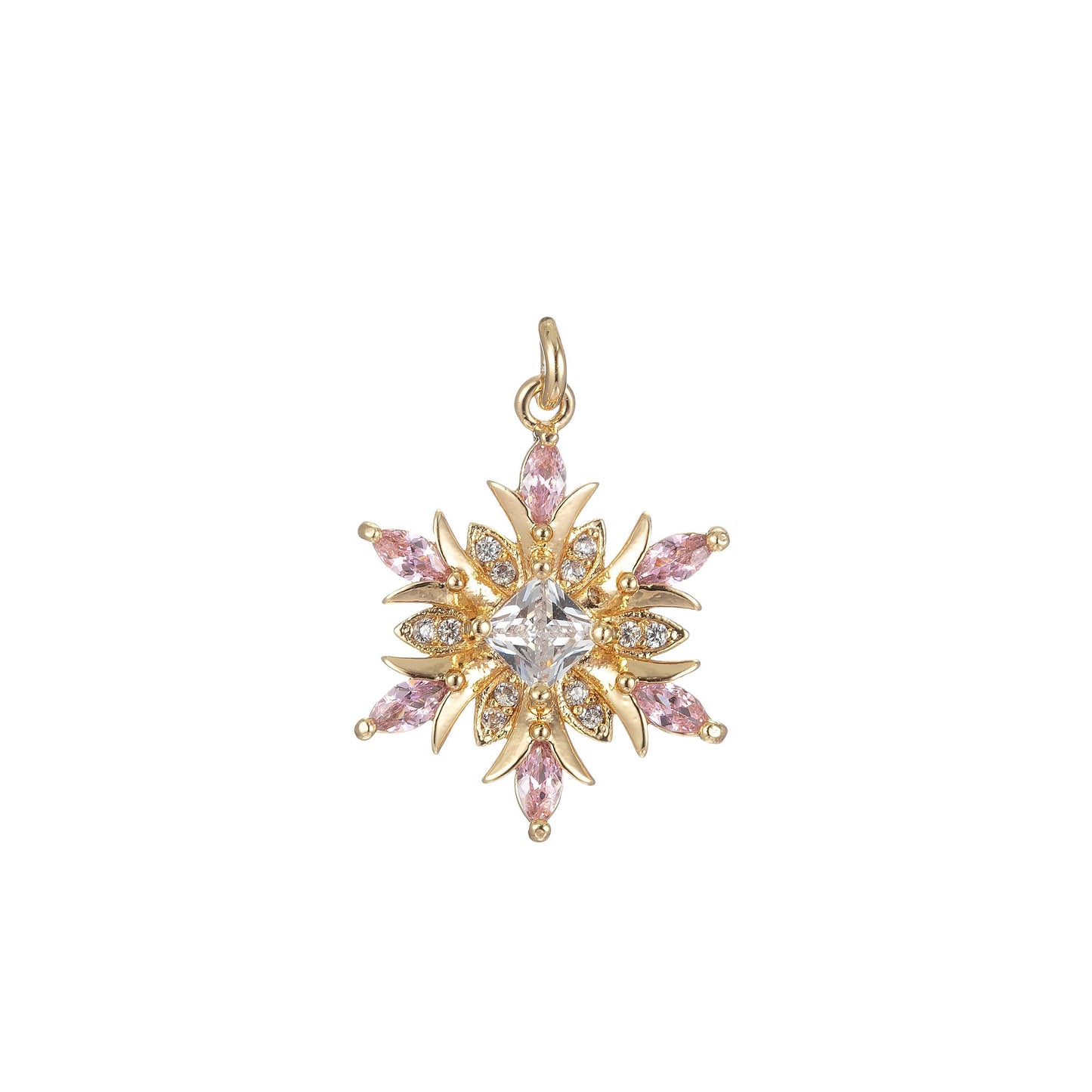 Micro pave snow flake charm for statement necklace, winter wonderland inspired pendant necklace, diy supply jewelry gift for her