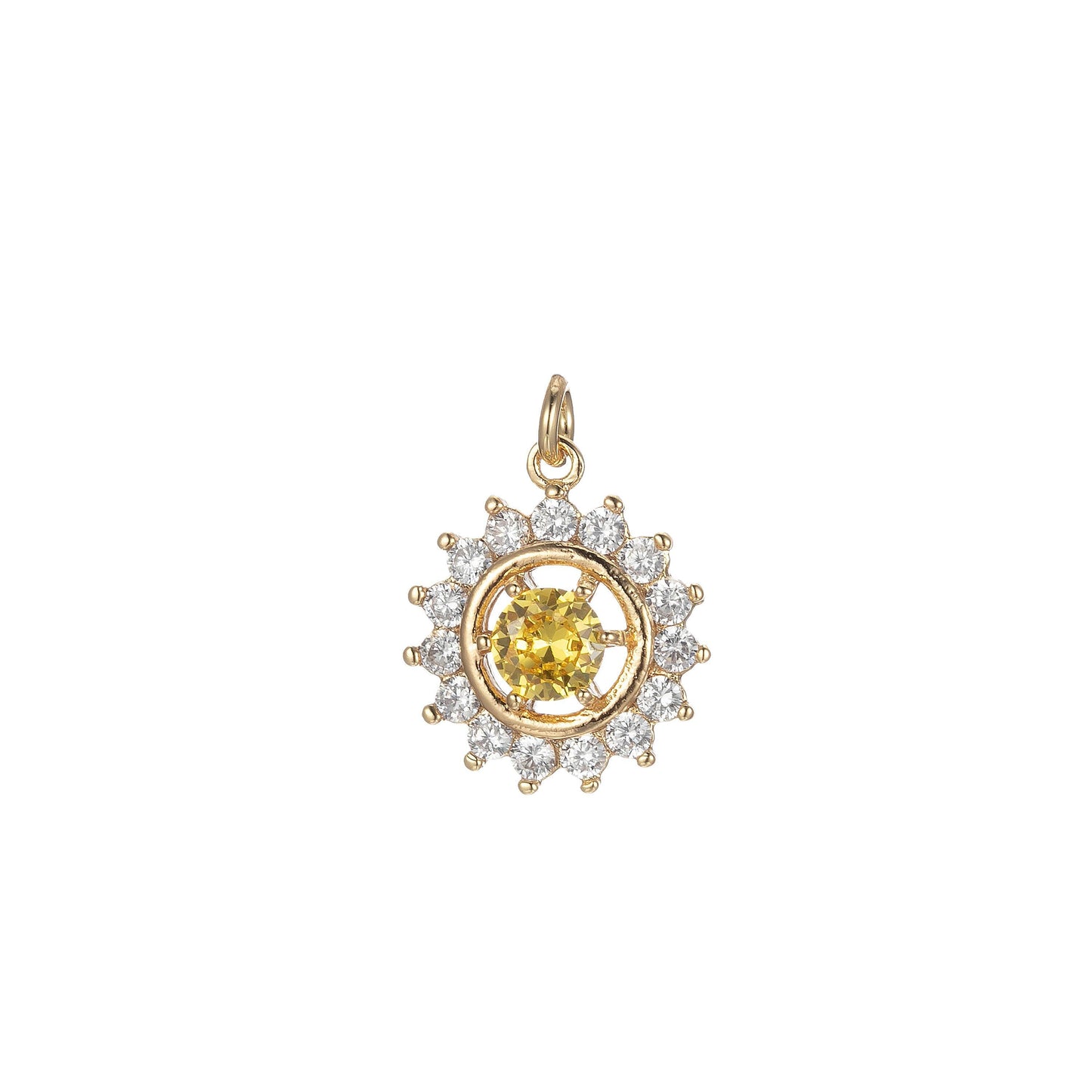 Micro pave sun charm for statement necklace, sunburst celestial pendant necklace, diy supply jewelry gift for her
