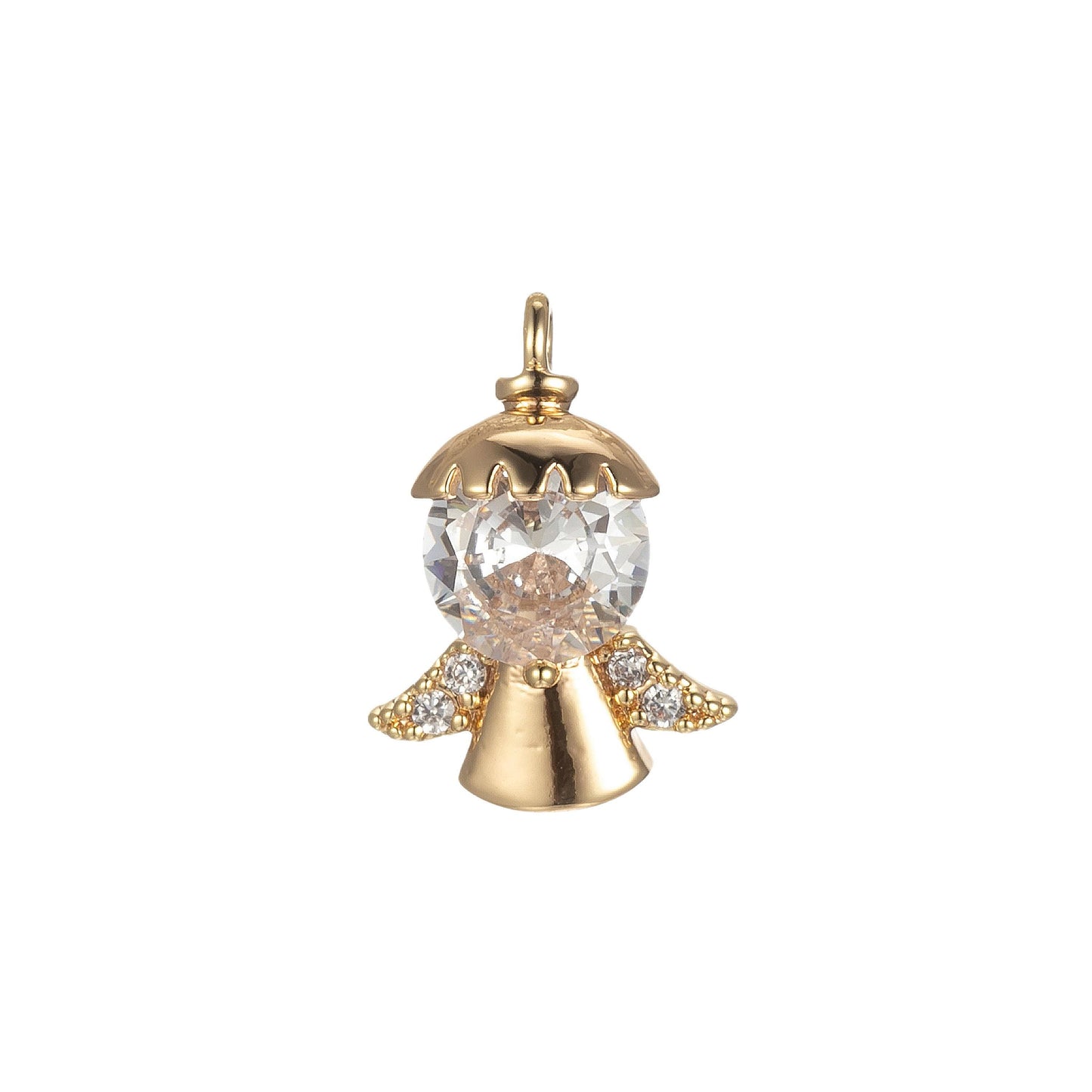 Gold tiny angel charm, tiny angel pendant, cubic angel charm bracelet necklace clear pink purple angel charm supply e855