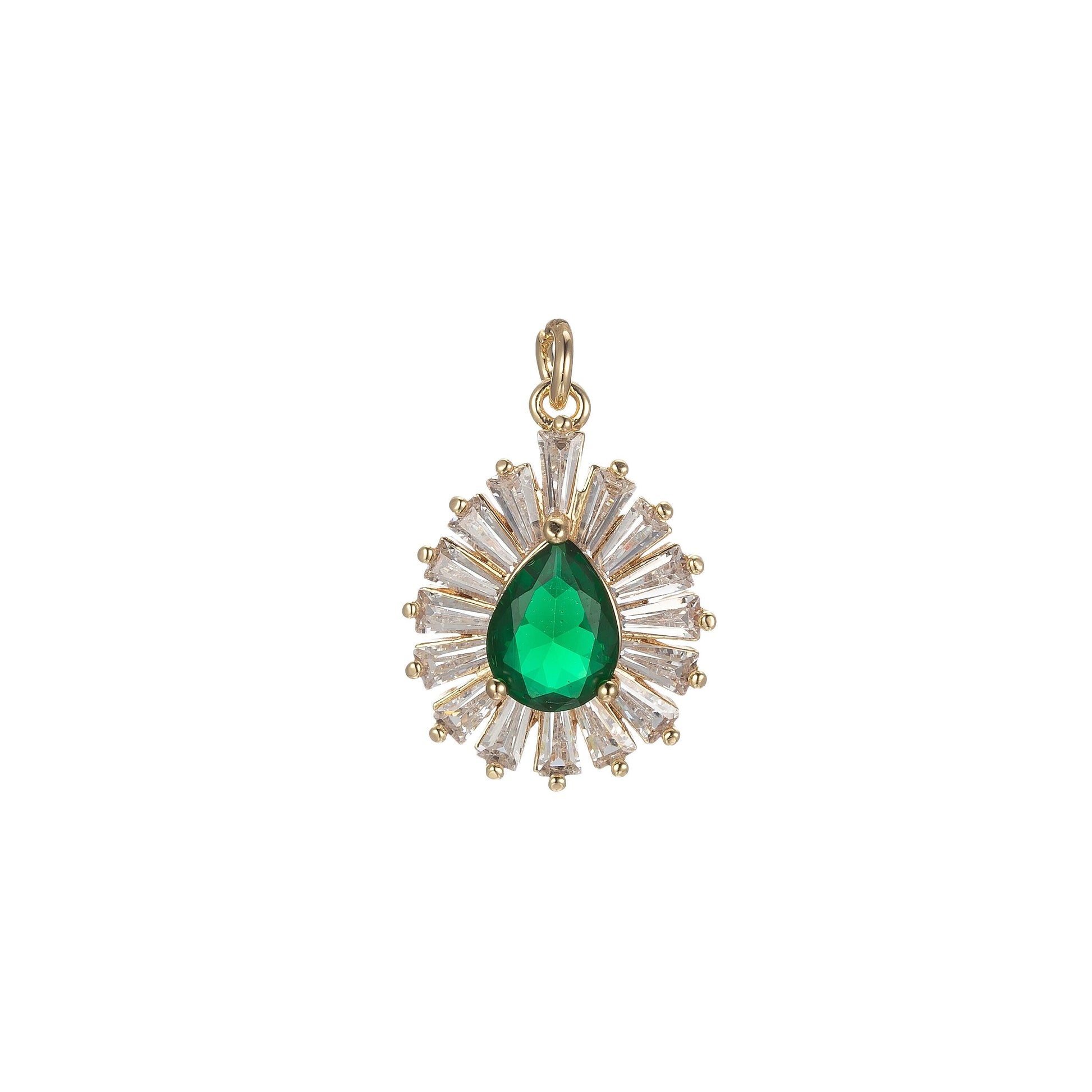 1x gold tear drop charm baguette cubic oval pendant dangle charms for necklace earring supply component e846, e845, e847