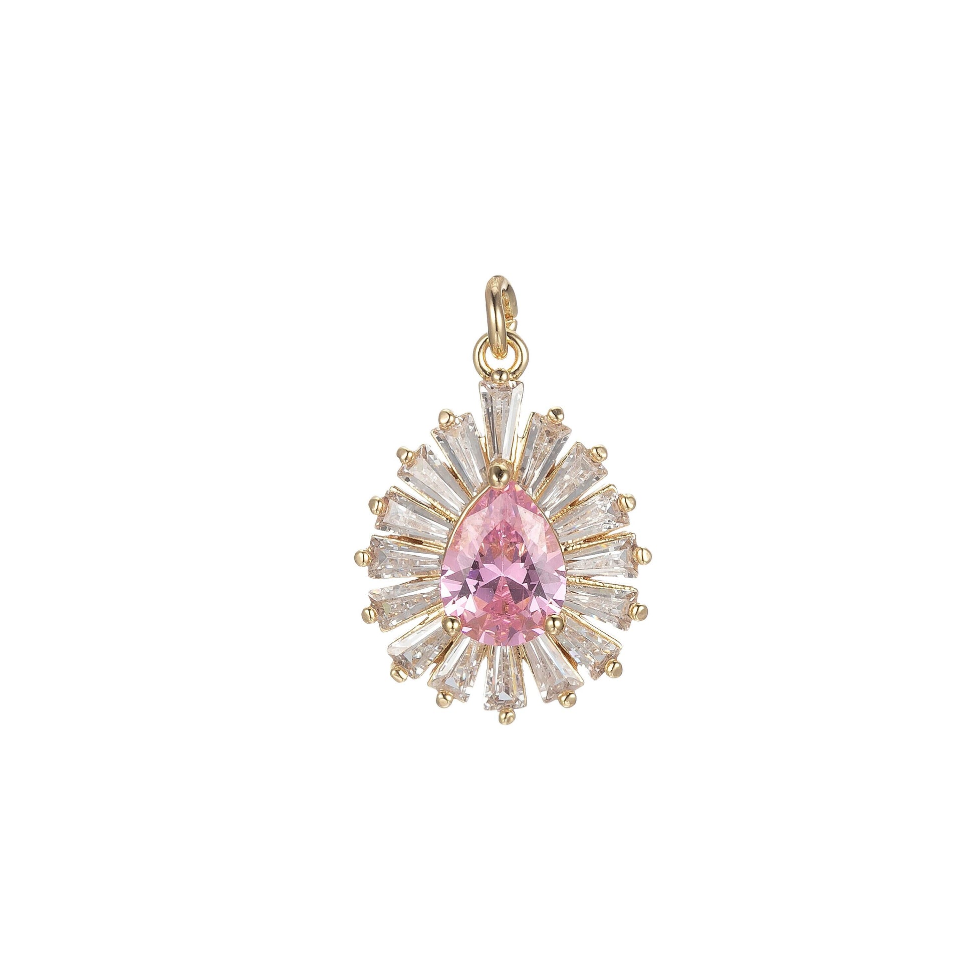 1x gold tear drop charm baguette cubic oval pendant dangle charms for necklace earring supply component e846, e845, e847