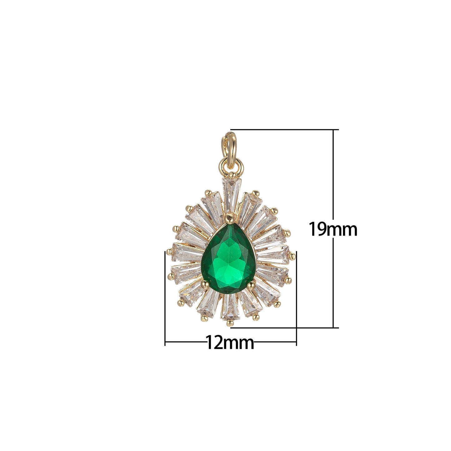 1x gold tear drop charm baguette cubic oval pendant dangle charms for necklace earring supply component e846, e845, e847