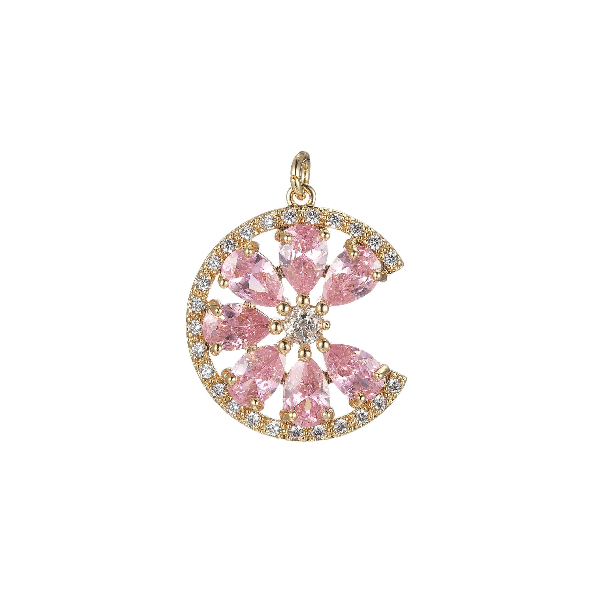 Cubic sun pendant sunburst charm necklace, celestial jewelry layering necklace, gifts for her pink yellow birthstone jewelry micro pave e843